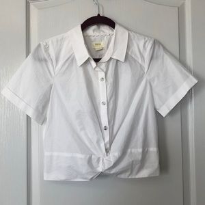 MAEVE Anthropologie Short Sleeve Button Down Top